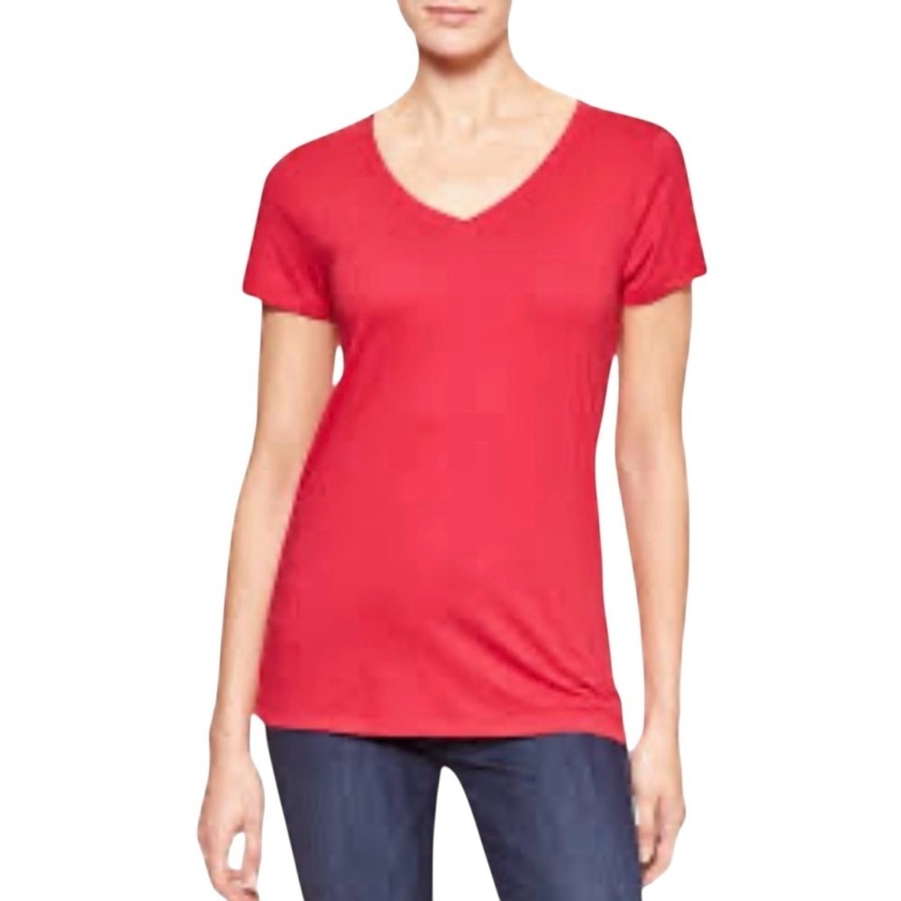 GAP Cherry Red Standard Fit V-Necked 100% Organic Cotton Tee Shirt XL